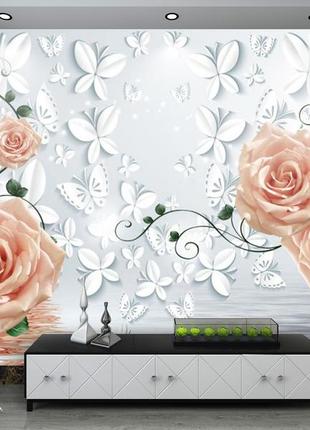 3d фотообои "тёмно-кремовые розы"