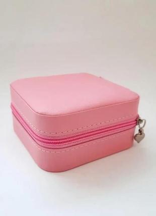 Скринька-органайзер для прикрас, шкіряна pink рожевий2 фото