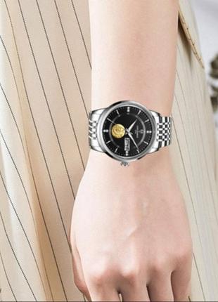 Часы наручные мужские водонепроницаемые lige design кварцевые  цвет серебристый золотистый3 фото
