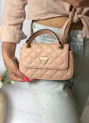 Сумка женская кросс-боди guess оригинал giully mini crossbody flap гесс пудровая