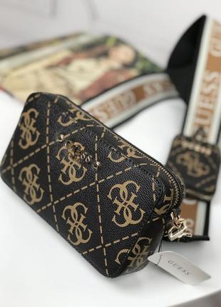 Сумка женская кросс-боди guess оригинал rea quattro g mini camera crossbody коричневая гесс кросс боди4 фото