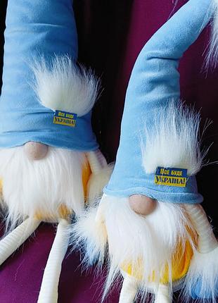 Патриотическая игрушка 75см гном сидячий. скандинавский эльф новогодний, рождественский санта.