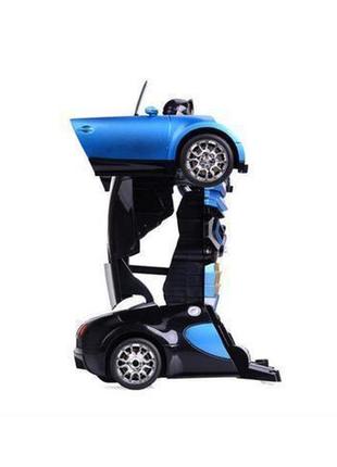 Машинка радиоуправляемая трансформер robot car bugatti size12 синяя |робот-трансформер на радиоуправлении 1:124 фото