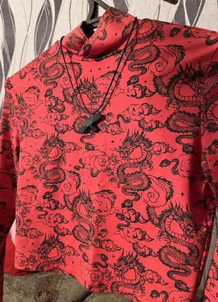 Укорочений топ bershka з драконами❤️‍🔥