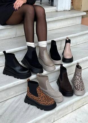 Черевики "antey" матеріал - натур. замша/еластичні вставки з боків всередині - фліс сезон - демі колір - беж