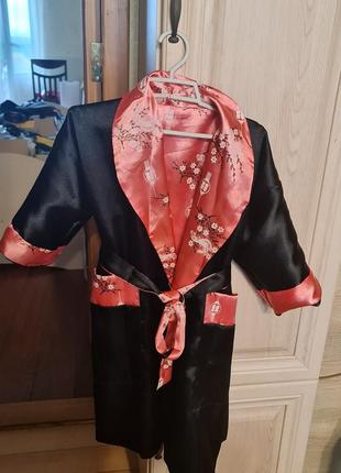 Халат дитячий шовковий двосторонній  на дівчинку