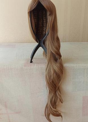 Темный длинный парик, с челкой, волнистая, новая, термостойкая, парик