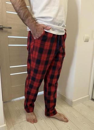 Мужские домашние штаны пижамные фланель cosy красно-синие
