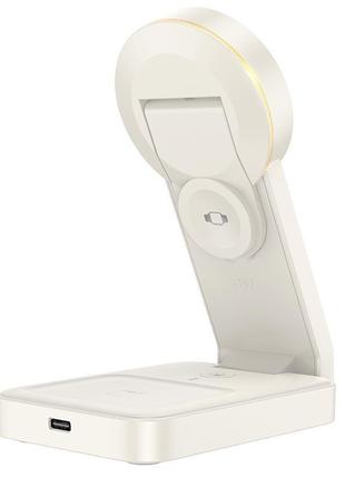 Зарядний пристрій 3в1 hoco cq3 15w qi magnetic charger white