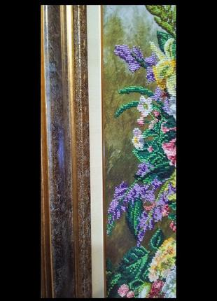 Картина вышита бисером "весенний букет". а2к-864