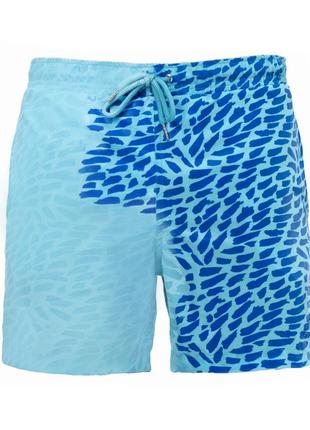 Шорты хамелеон для плавания, пляжные мужские спортивные шорты синие размер м1 фото