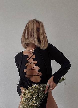 Женский боди на завязках
