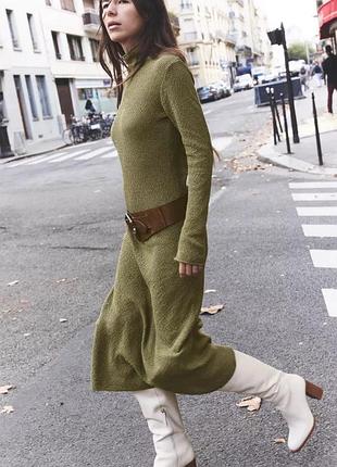 Платье женское зеленое трикотажное zara new