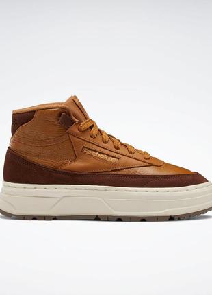 Кроссовки reebok club c geo mid brown демисезонные рибок оригинал
