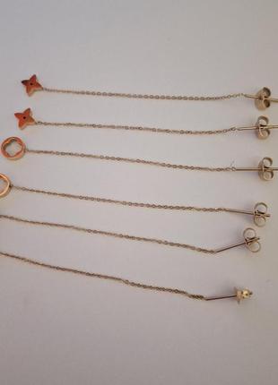 Сережки stainless steel медична сталь позолота чв. довжина 8 см.