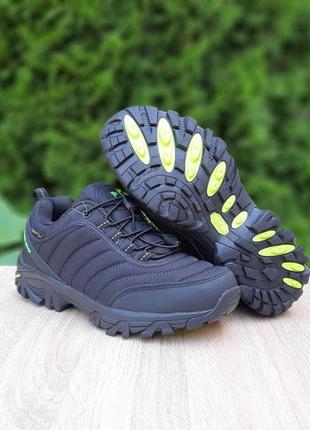 Чоловічі якісні та стильні кросівки для хлопчиків merrell vibram cordura 
чорні з салатовим