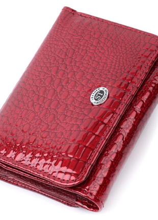 Стильний жіночий фактурний гаманець із натуральної шкіри st leather 22731 червоний