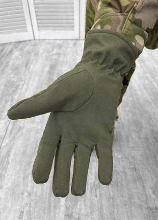 Зимние теплые перчатки перчатки софтшелл oliva