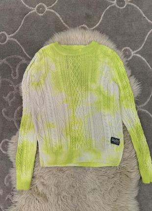 Superdry оригинал женский свитер s-xs размер белый неоновый