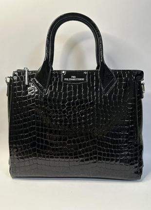 Женская сумка под а4 крокодил polina&eiterou натуральная кожа