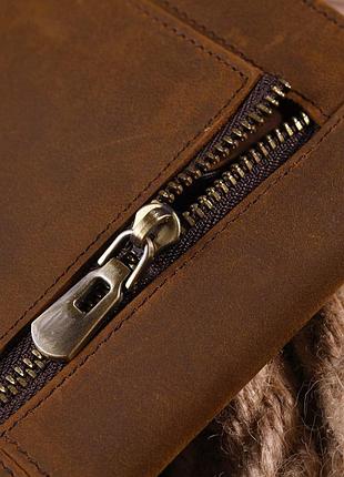 Тонкий мужской бумажник из натуральной винтажной кожи 21296 vintage коричневый10 фото