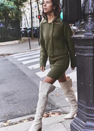 Трикотажная зеленая мини юбка женская zara new3 фото