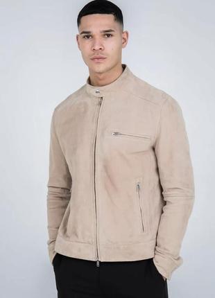 Легка світла байкерська чоловіча куртка під нубук замшу бренд tcm