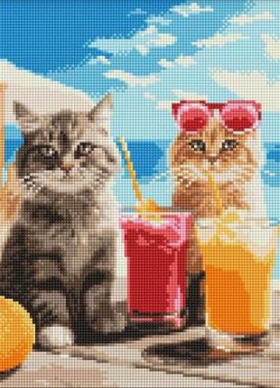 Алмазная мозаика без подрамника "котики на отдыхе" 30х40 см