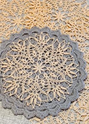Набір серветок 6 шт серветки ажурні в'язані гачком текстиль для дому декор для...