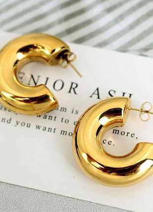 Сережки женские "дутые" золотого цвета