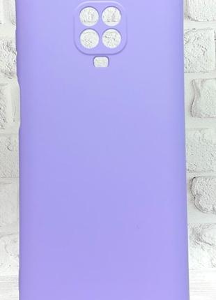 Чехол silicone case для xiaomi redmi note 9 pro бампер с микрофиброй сиреневый