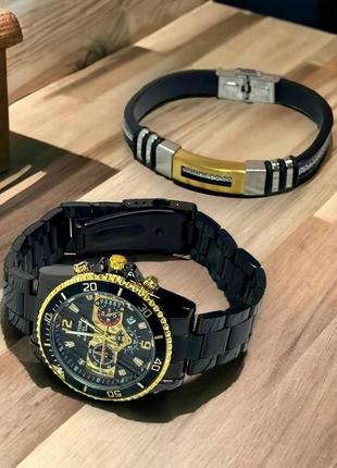 Часы мужские наручные notionr кварцевые с датой   в комплекте с браслетами 2 шт  материал сталь цвет черный5 фото