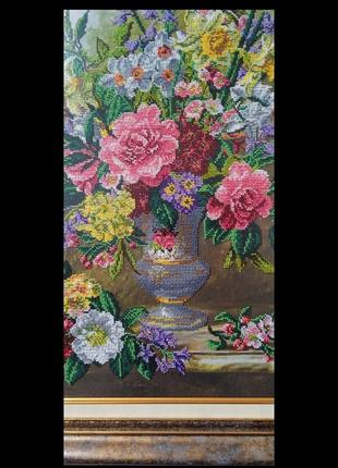 Картина вышита бисером "весенний букет". а2к-864