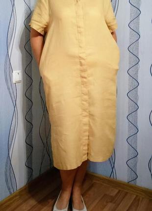 Льняна сукня вільного крою в стилі max mara