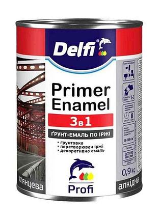 Грунт-емаль по іржі 3 в 1, жовта - 0,9 кг тм delfi  7копійок