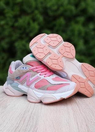 Жіночі якісні та стильні кросівки для дівчаток new balance 9060 рожеві з бежевим