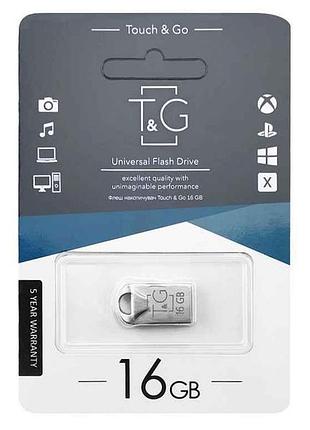 Флешка usb 16gb 2.0 106 metal series срібна (коротка) тм tg 7копійок