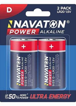 Батарейка лужна lr20/d 2шт (блістер) power alkaline 2d - lr20-2b тм navaton