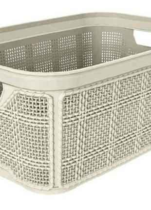 Кошик для дрібничок білий jute прям. б/кр з/руч (21х14х10см) тм akay plastik  7копійок
