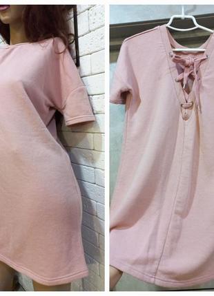 Красивое, нежное,розовое,натуральное, платье,двунитка,с шнуровкой на спине,100%коттон