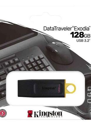 Флешка usb 128gb 3.2 datatravel exodia чорно-жовта тм kingston