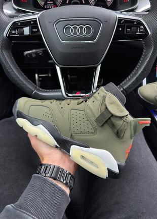 Кроссовки nike air jordan retro 6 x travis scott «olive’