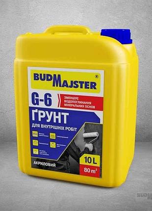 Грунт 5л g-6 акриловий для внутрішніх робіт тм budmajster