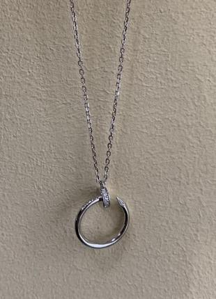 Серебряный колье гвоздей с фианитами