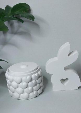 Набор гипсовый  белый сердечный