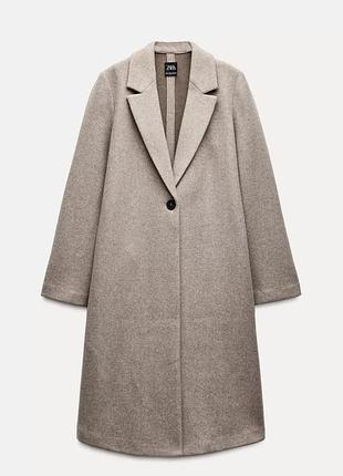 Пальто бежевое длинное zara 5070/660 оригинал ✅ s m l xl