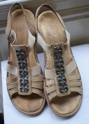 Шкіряні босоніжки сандалі сандалі на низькому ходу rieker antistress р. 43 28 см8 фото