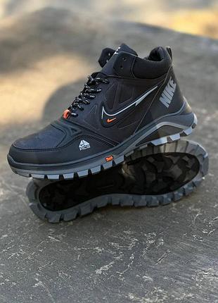 Мужские зимние кроссовки nike acg черного цвета на меху