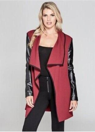 Трикотажний кардиган з шкіряними рукавами великого розміру