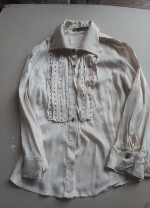 Шелковая ретро блузка с рюшей